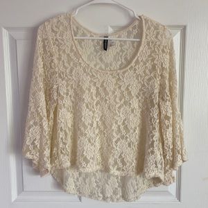 White H&M lace blouse, size M